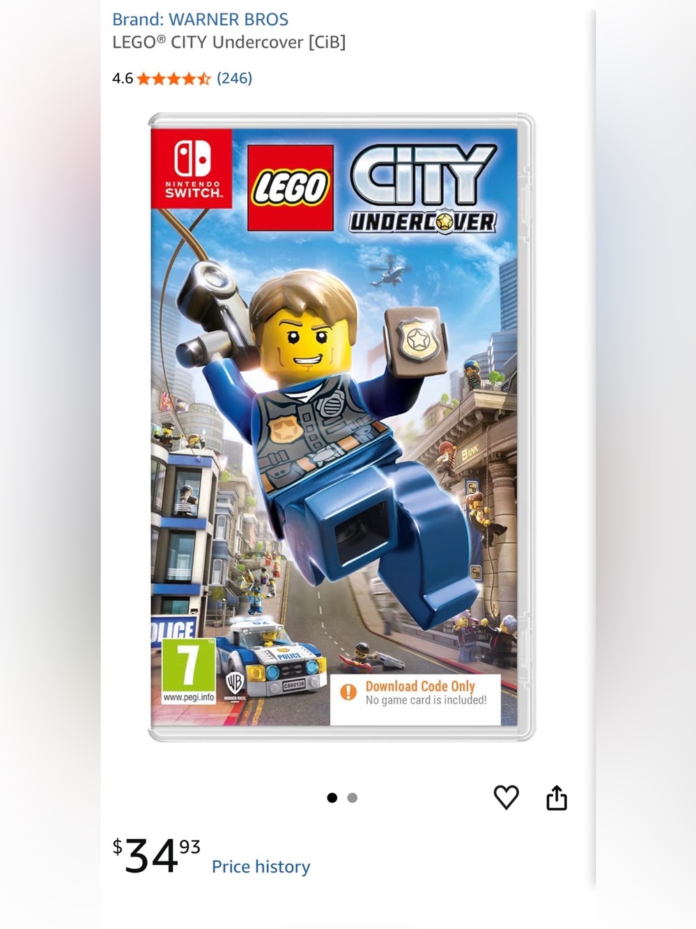 Lego City Undercover Game for Nintendo Switch